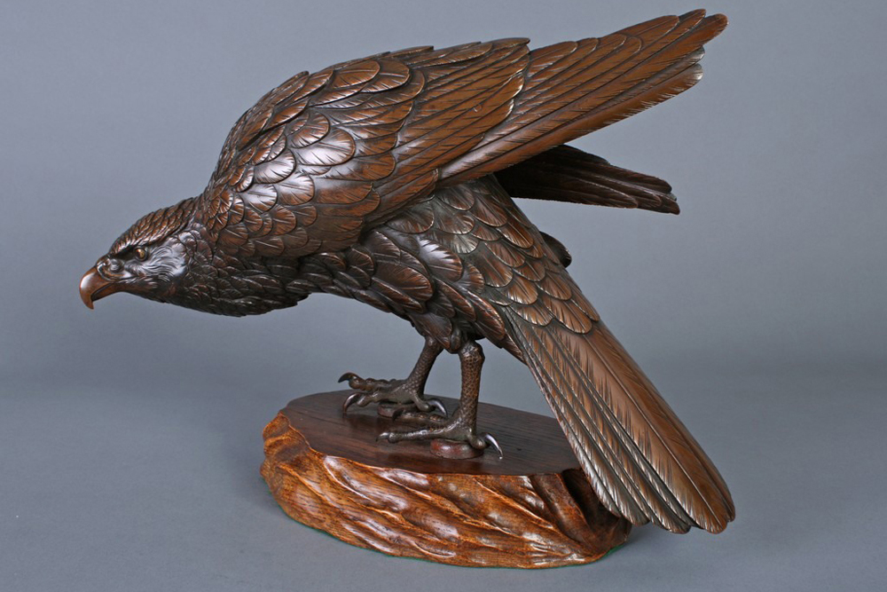 A Bronze Model of a Hawk by Masatsune